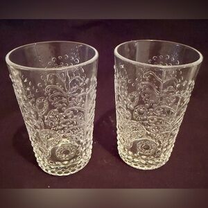 2 Vista Alegre Casa Alegre Tree 5.25" Flat Embossed Glasses. 14oz